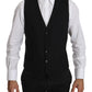 Elegant Black Formal Wool Blend Vest