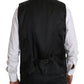 Elegant Black Wool Silk Vest