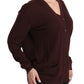 Elegant Maroon V-Neck Virgin Wool Cardigan