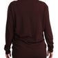 Elegant Maroon V-Neck Virgin Wool Cardigan