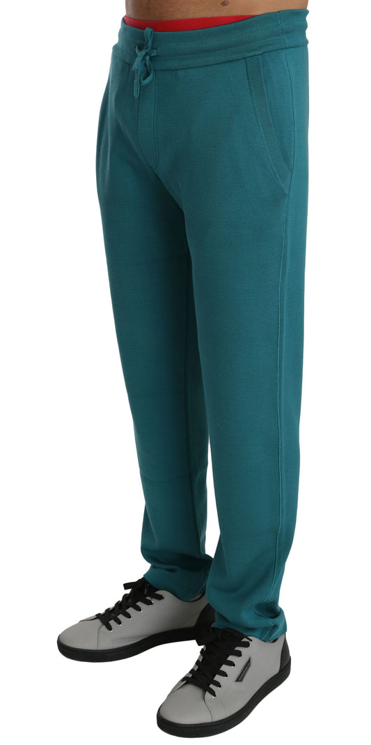 Elegant Silk Sweat Pants in Blue