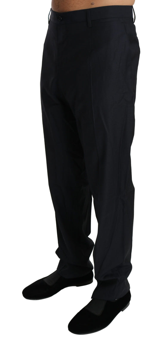 Elegant Black Wool Silk Dress Pants