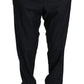 Elegant Black Wool Silk Dress Pants