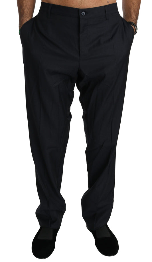 Elegant Black Wool Silk Dress Pants