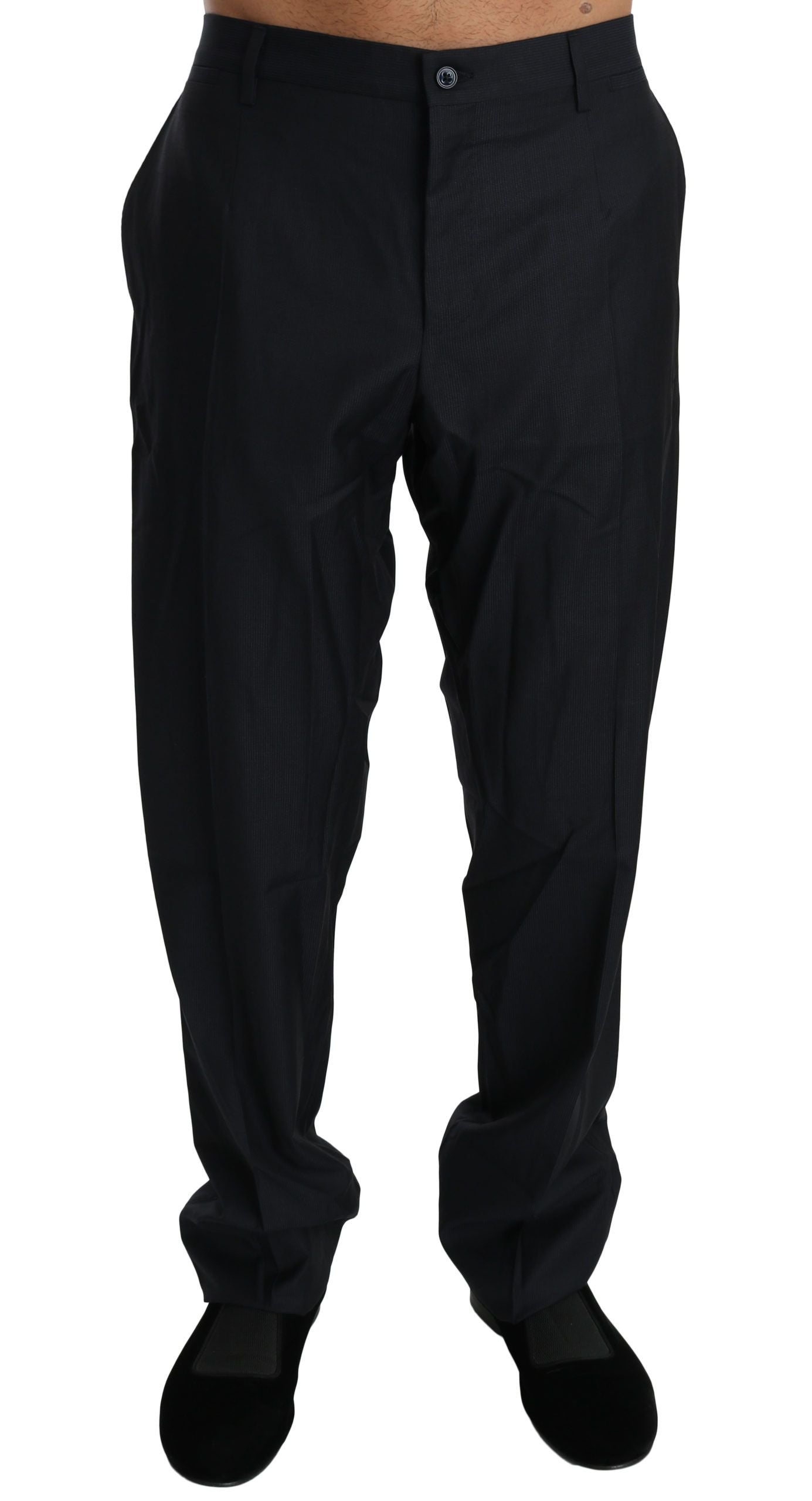 Elegant Black Wool Silk Dress Pants