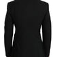 Elegant Black Silk-Wool Martini Blazer