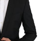 Elegant Black Silk-Wool Martini Blazer