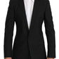 Elegant Black Silk-Wool Martini Blazer