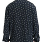 Silken Elegance: Blue Skull Print Lounge Shirt