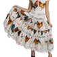 Elegant White Rooster Print Sheath Midi Dress