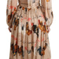 Elegant Sheath Midi Rooster Print Dress