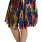 Chic Multicolor Lambskin Knee-Length Skirt