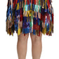Chic Multicolor Lambskin Knee-Length Skirt