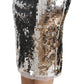 Silver Sequined Knee-Length Luxury Skirt