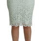 Elegant Mint Green Lace Skirt High Waist