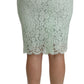 Elegant Mint Green Lace Skirt High Waist