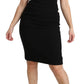Elegant Black Virgin Wool High-Waist Skirt