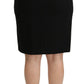 Elegant Black Virgin Wool High-Waist Skirt