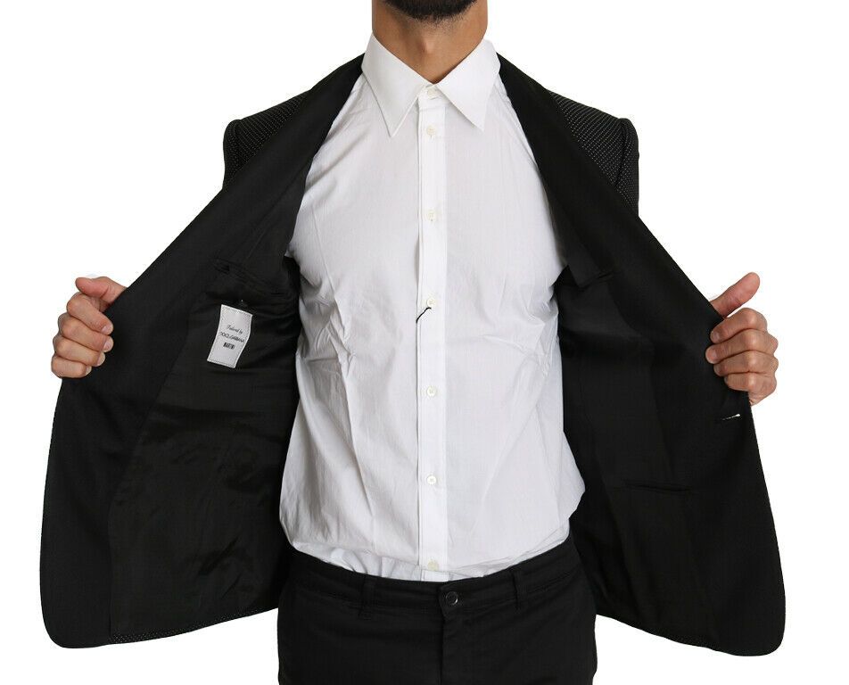 Elegant Black Slim Fit Patterned Blazer
