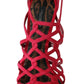Chic Red Suede Gladiator Stilettos