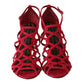 Chic Red Suede Gladiator Stilettos