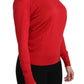Elegant Red Silk Crew Neck Sweater