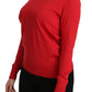 Elegant Red Silk Crew Neck Sweater