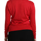 Elegant Red Silk Crew Neck Sweater