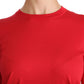 Elegant Red Silk Crew Neck Sweater