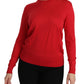 Elegant Red Silk Crew Neck Sweater
