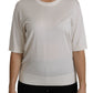 Elegant White Silk Crew Neck Top
