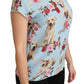 Elegant Blue Floral Silk Top