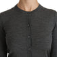 Elegant Virgin Wool Crew Neck Cardigan