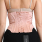 Silk Blend Corset Belt Luxury Top - Pink