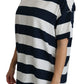 Elegant Striped Viscose Boat Neck Top