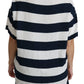 Elegant Striped Viscose Boat Neck Top