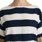 Elegant Striped Viscose Boat Neck Top