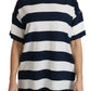 Elegant Striped Viscose Boat Neck Top
