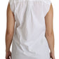 Chic White Cotton Sleeveless Polo Top