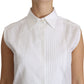 Chic White Cotton Sleeveless Polo Top