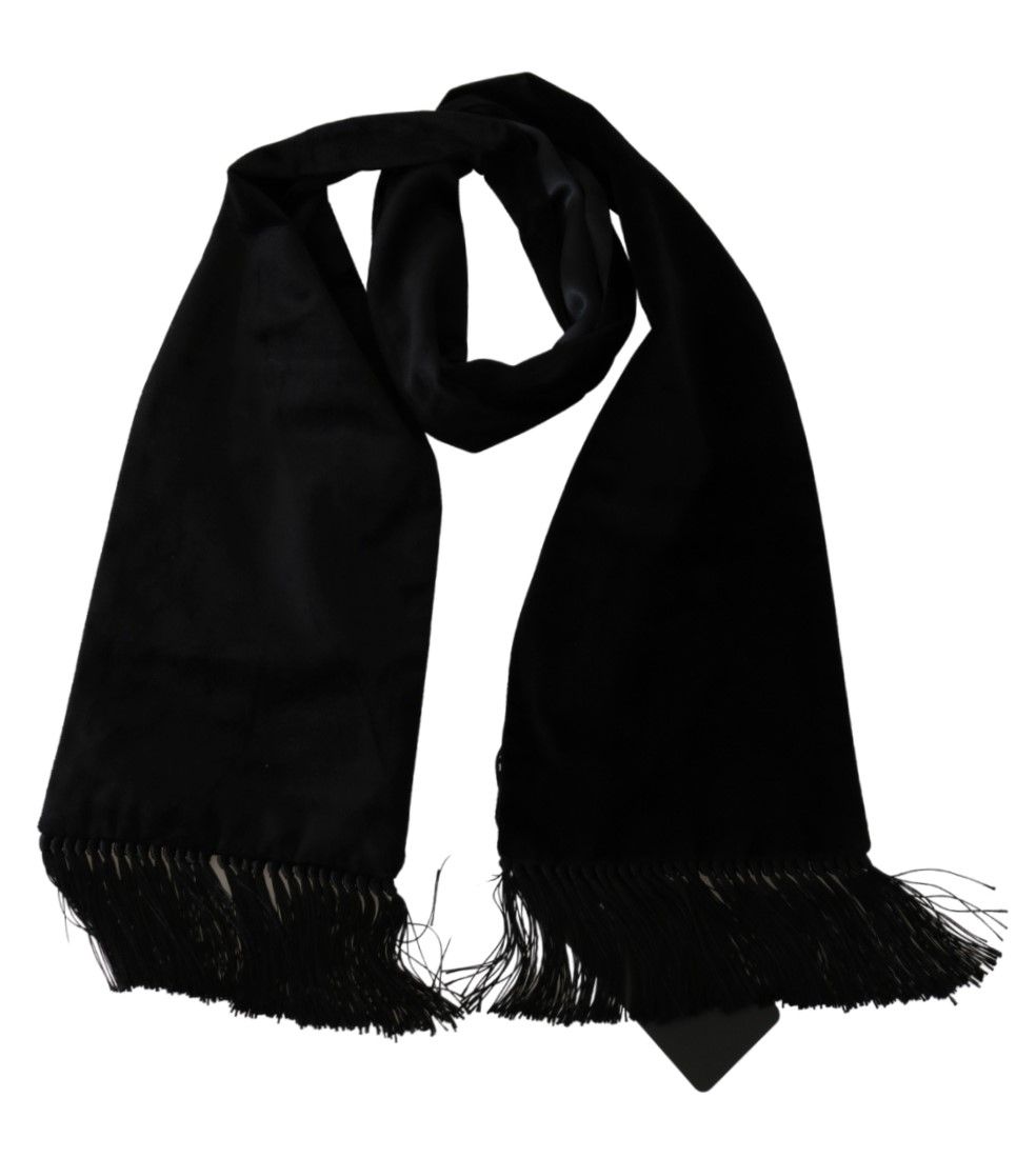 Elegant Black Velvet Cotton Silk Men's Scarf