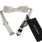 Elegant White Textured Silk Bow Tie