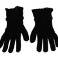 Elegant Black Knitted Mid-Arm Gloves