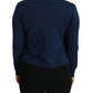 Elegant Blue Cashmere-Silk Cardigan