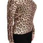 Leopard Cashmere Long Sleeve Blouse Sweater