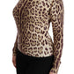 Leopard Cashmere Long Sleeve Blouse Sweater