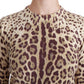 Leopard Cashmere Long Sleeve Blouse Sweater