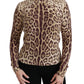 Leopard Cashmere Long Sleeve Blouse Sweater