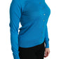 Elegant Silk Blue Crewneck Cardigan