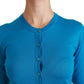 Elegant Silk Blue Crewneck Cardigan